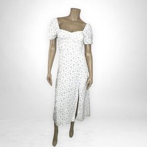 & Other Stories Floral Midi Cottagecore Puff Sleeve‎ Slit Summer Dress  2